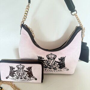 NWT Juicy Couture Classic Scottie Dogs Hobo BAG Y2K W CREDIT CARD CASE WALLET